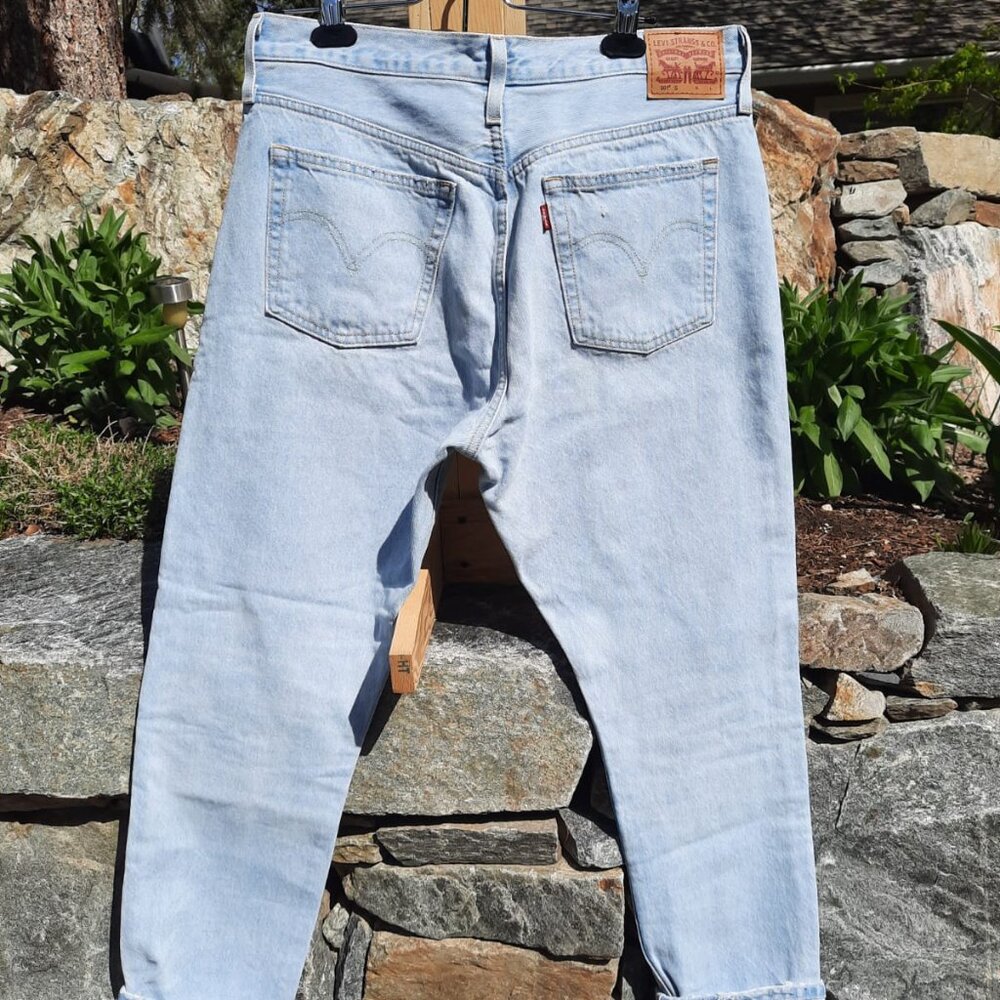 Levi's 501s Skinny Filiforme Jeans Size 33 Unisex Light Blue Straight Leg Jeans